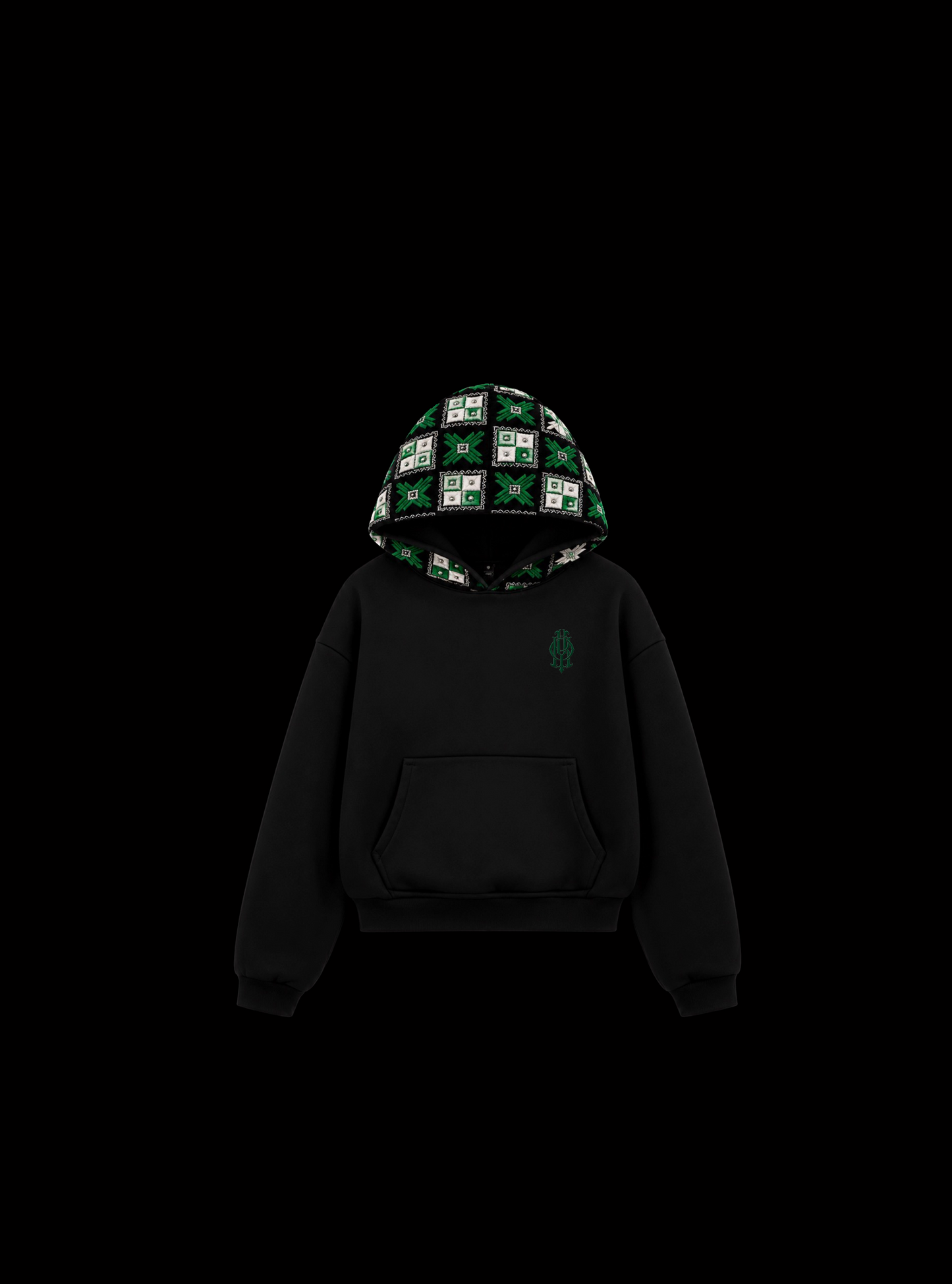 YOR® Boston Phulkari Hoodie — Black