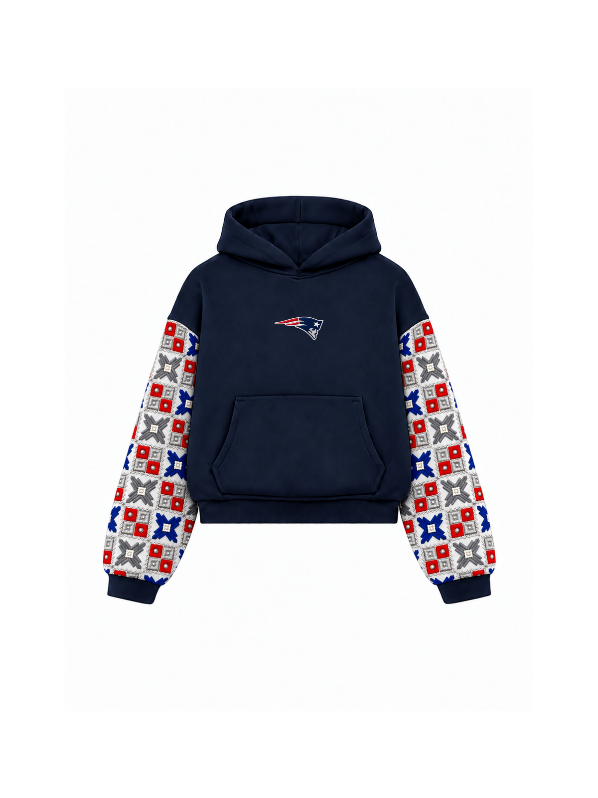 YOR® Pats Phulkari Sleeve Hoodie — Navy Blue