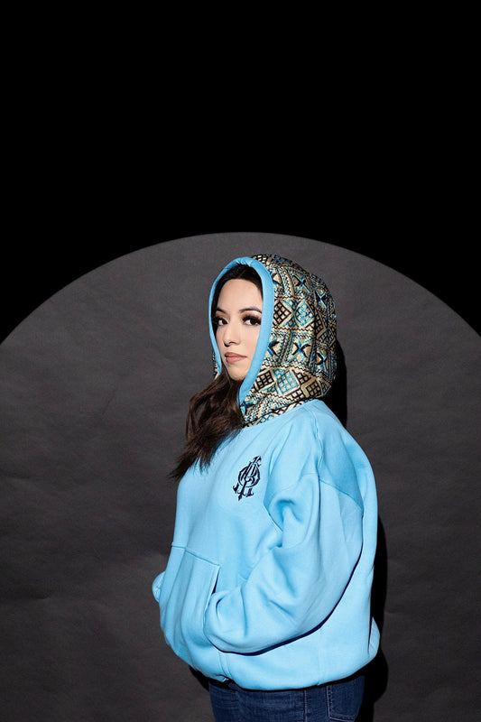 YOR® Multi Color Phulkari Hoodie - Sky Blue - YourOwnRuler | Luxury Fashion Brand