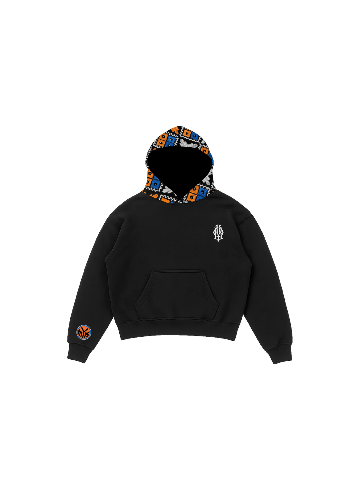YOR® New York Knicks Phulkari Hoodie — Black - YourOwnRuler | Luxury Fashion Brand
