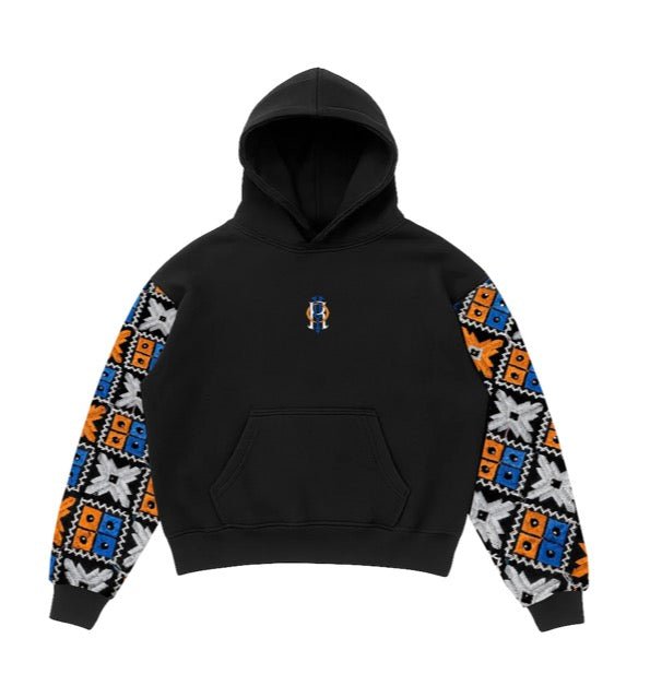 YOR® NYK Phulkari Sleeve Hoodie — Black - YourOwnRuler | Luxury Fashion Brand
