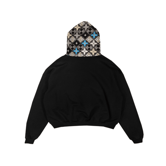 YOR® Obsidian Phulkari Hoodie - Black - YourOwnRuler | Luxury Fashion Brand