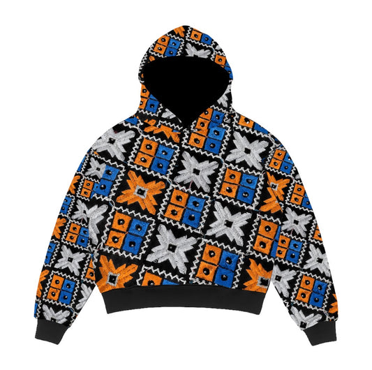 YOR® NYK Double Layer Phulkari Hoodie — Black