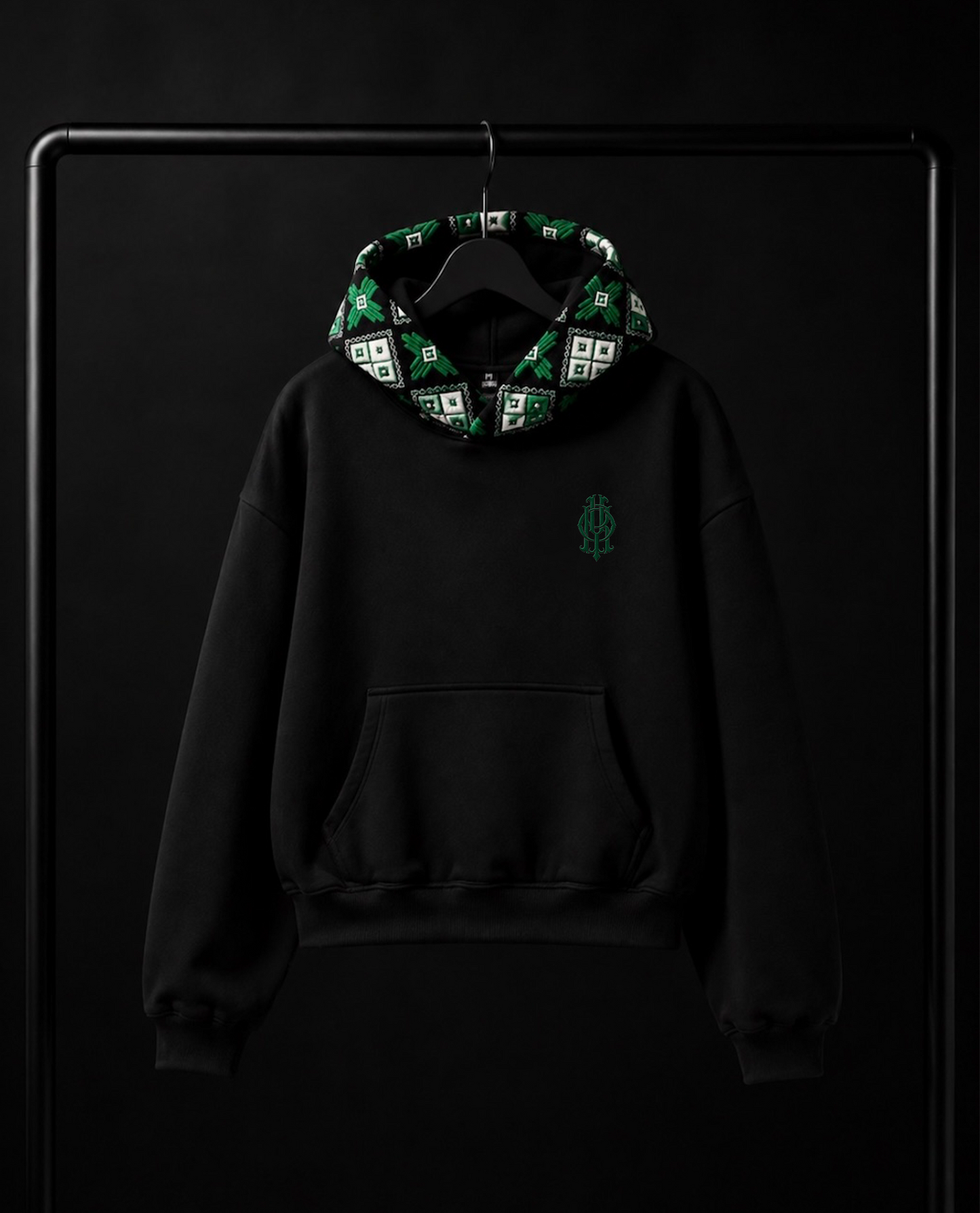 YOR® Boston Phulkari Hoodie — Black
