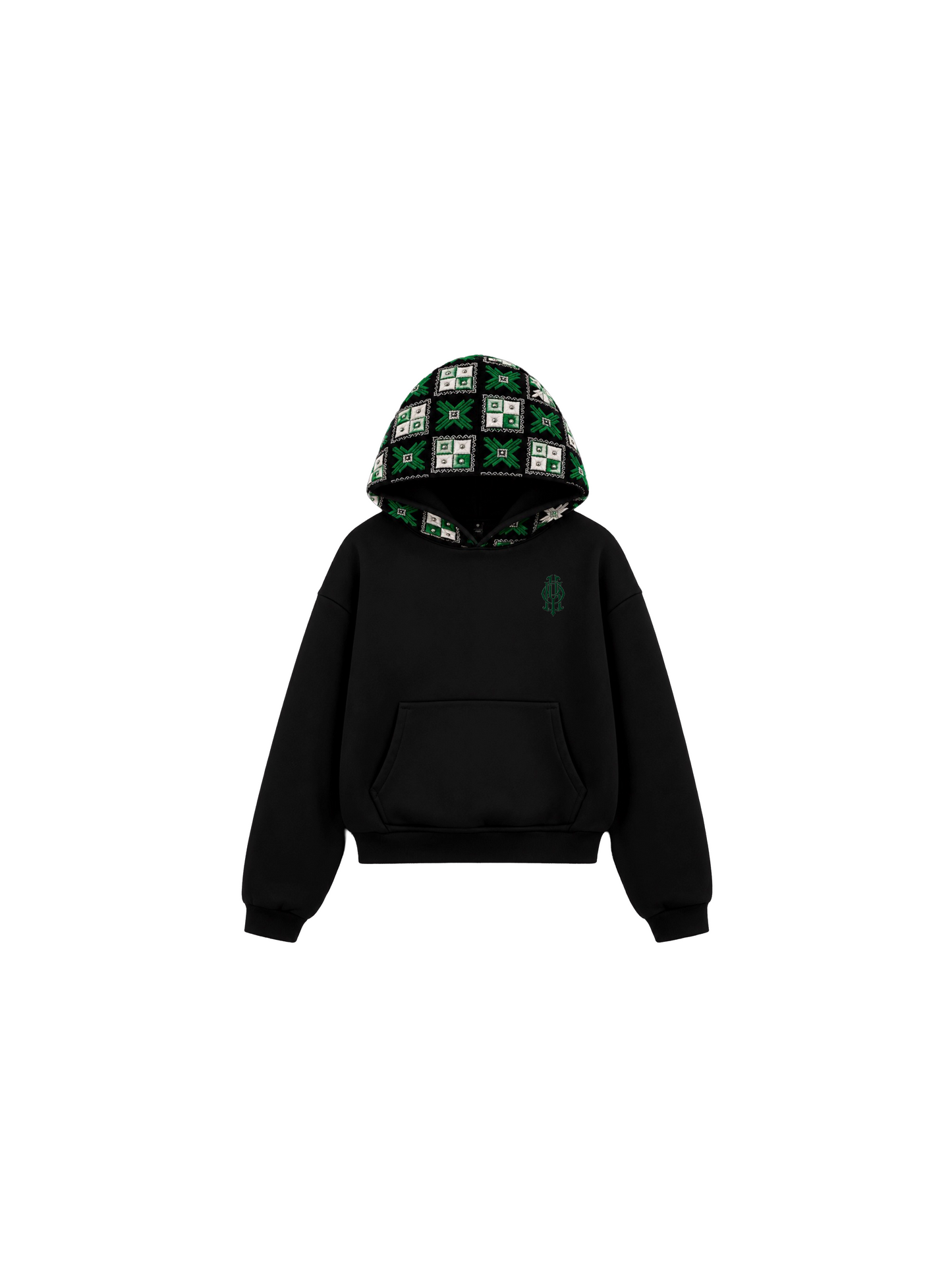 YOR® Boston Phulkari Hoodie — Black