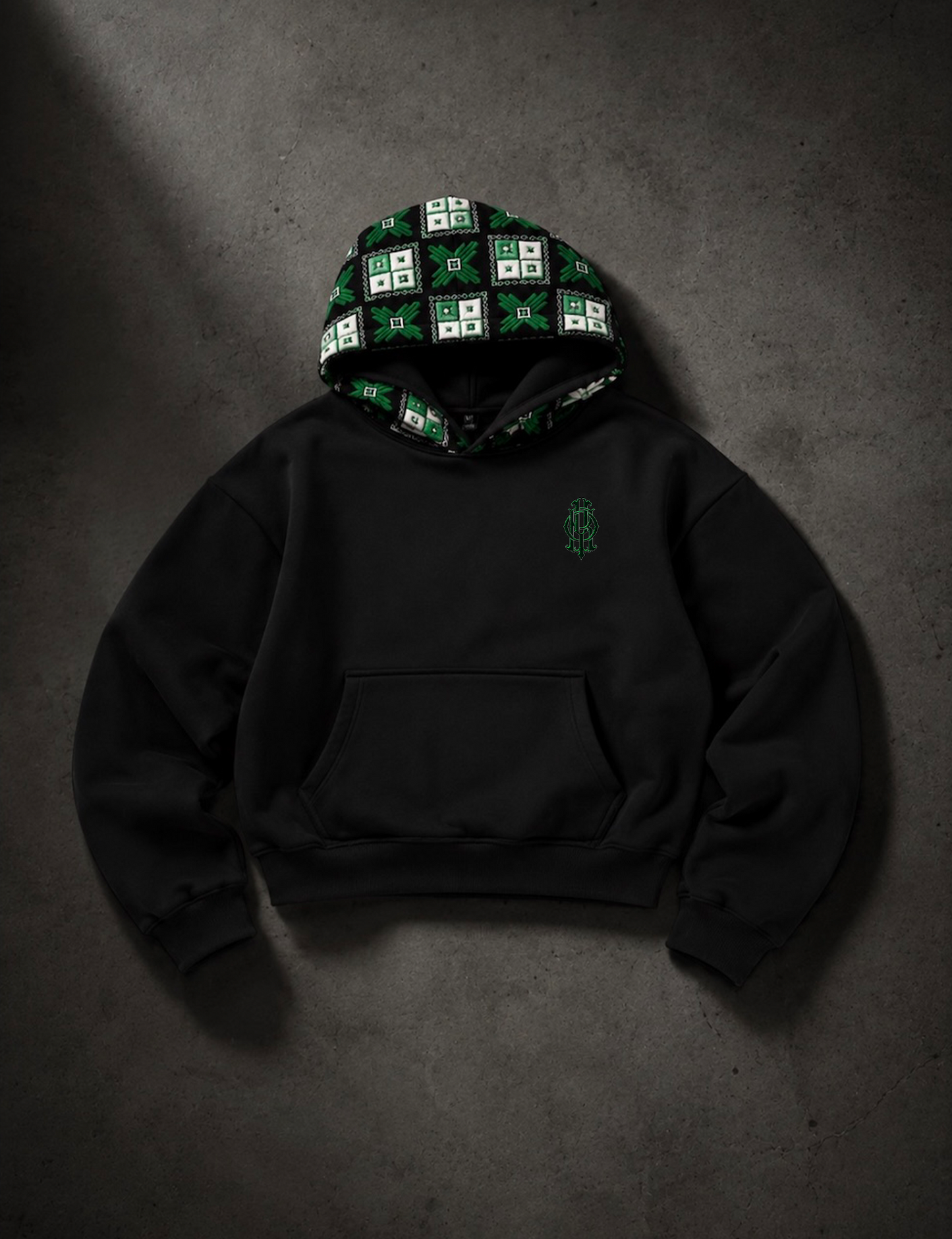 YOR® Boston Phulkari Hoodie — Black