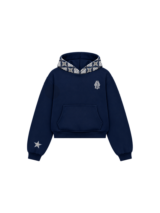 YOR® Cowboys Phulkari Hoodie — Navy Blue