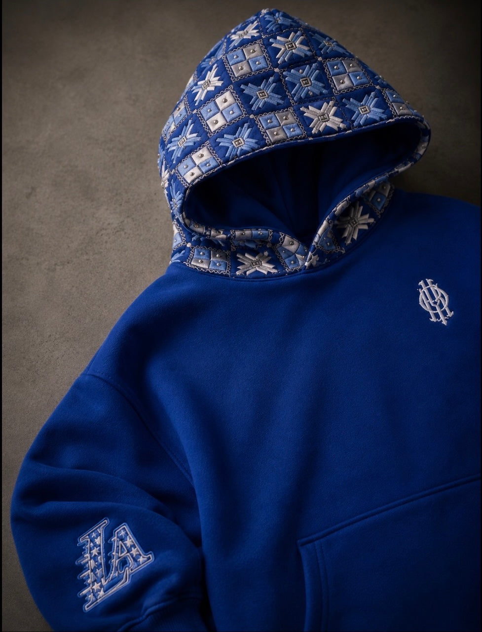 YOR® LA Phulkari Hoodie — Royal Blue