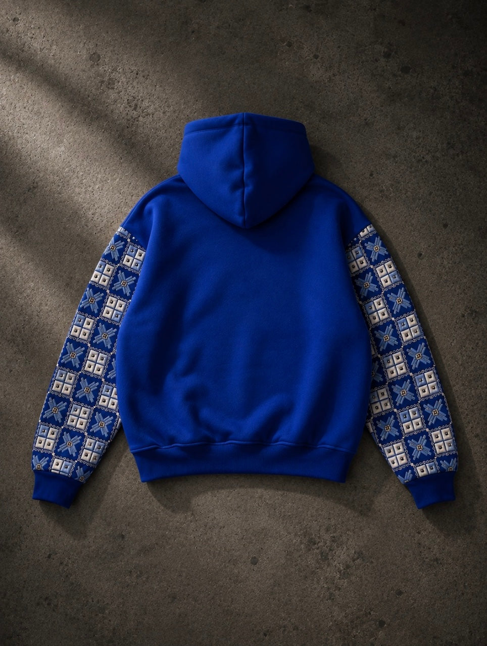 YOR® LA Phulkari Sleeve Hoodie — Royal Blue