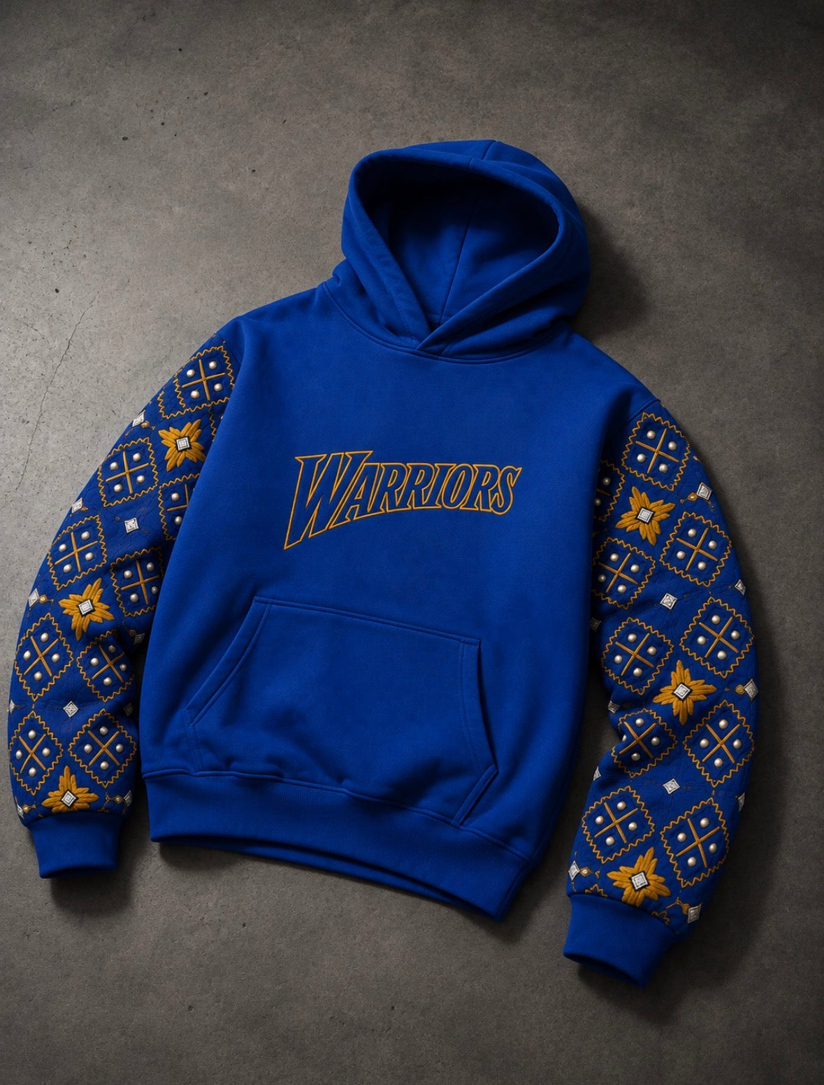 YOR® Golden State Phulkari Hoodie — Royal Blue