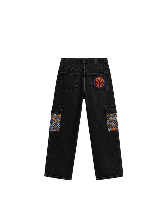 YOR® NYK Phulkari Cargo Denim — Black