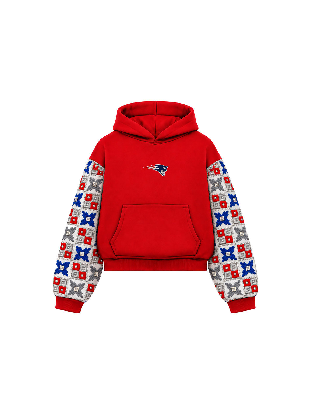 YOR® Pats Phulkari Sleeve Hoodie — Red