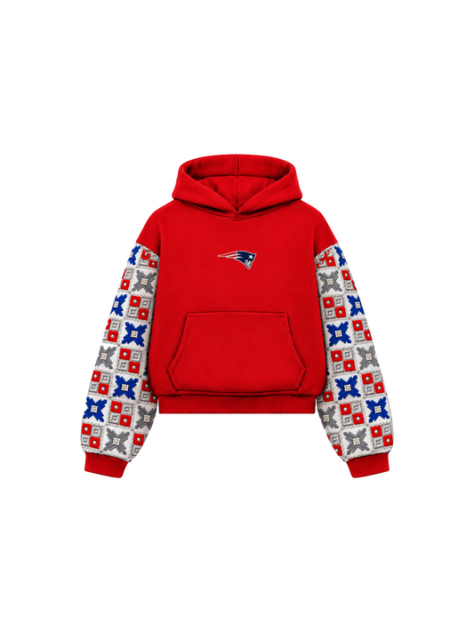 YOR® Pats Phulkari Sleeve Hoodie — Red