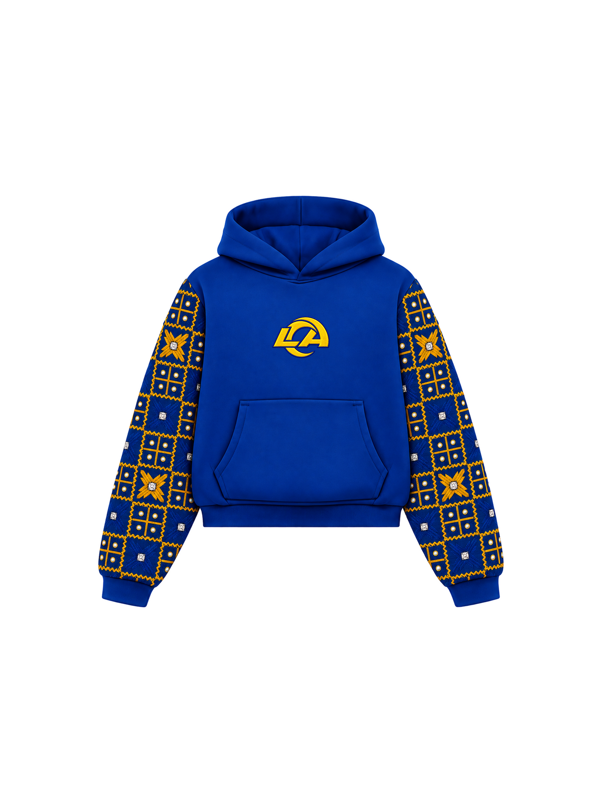 YOR® Rams Phulkari Sleeve Hoodie — Black