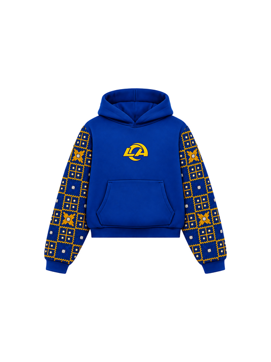YOR® Rams Phulkari Sleeve Hoodie — Black