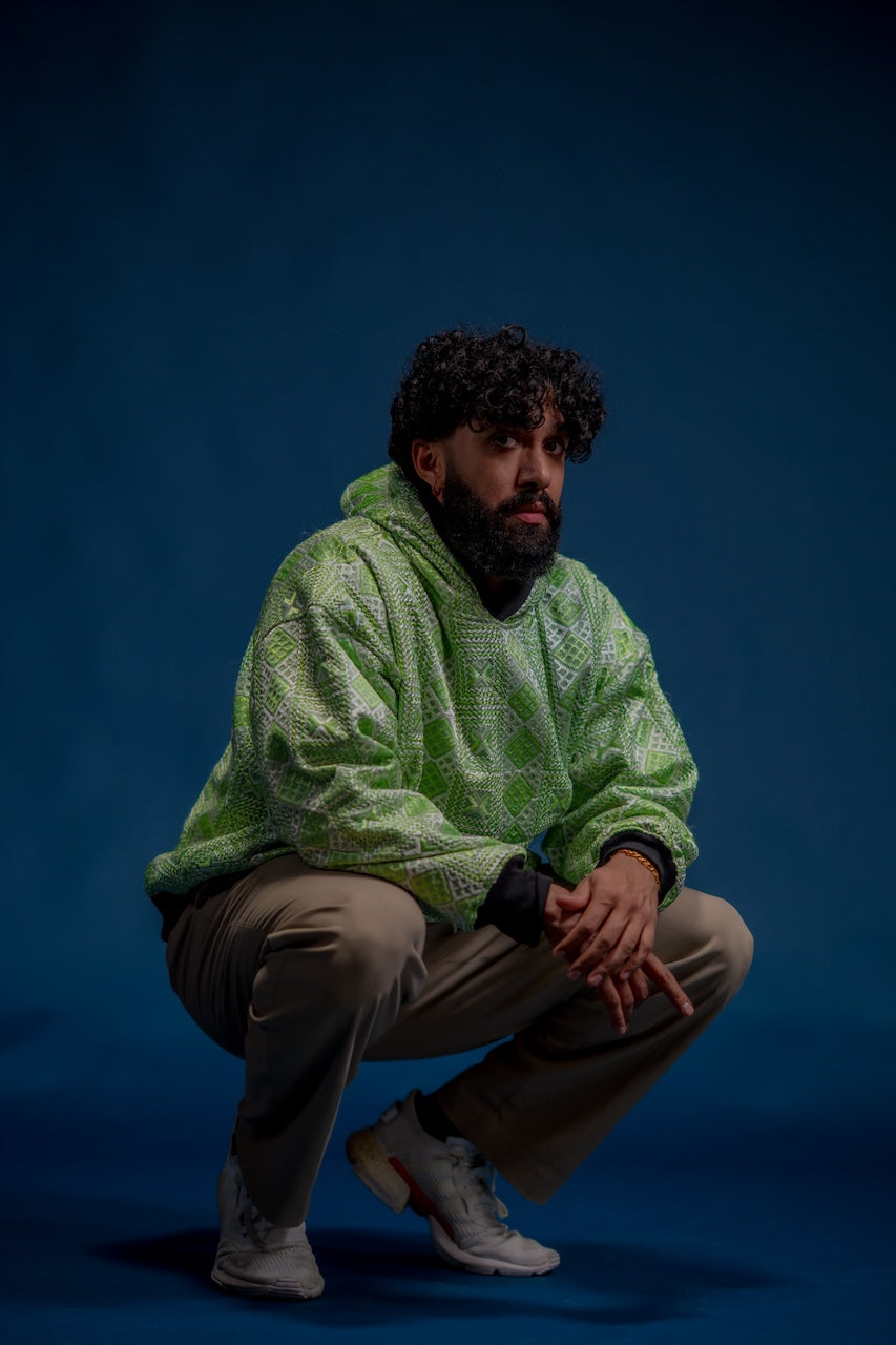 YOR Double Layer Matcha Phulkari Hoodie featuring newest colorway