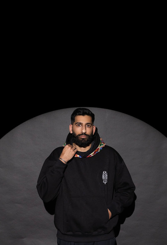 YOR White Phulkari Hoodie, 100% Heavyweight cotton, oversized, slightly cropped hoodie 