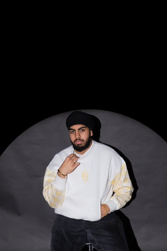 YOR Yellow Phulkari Mockneck Sweatshirt featuring our spring colorway phulkari. 100% Cotton, heavyweight. 