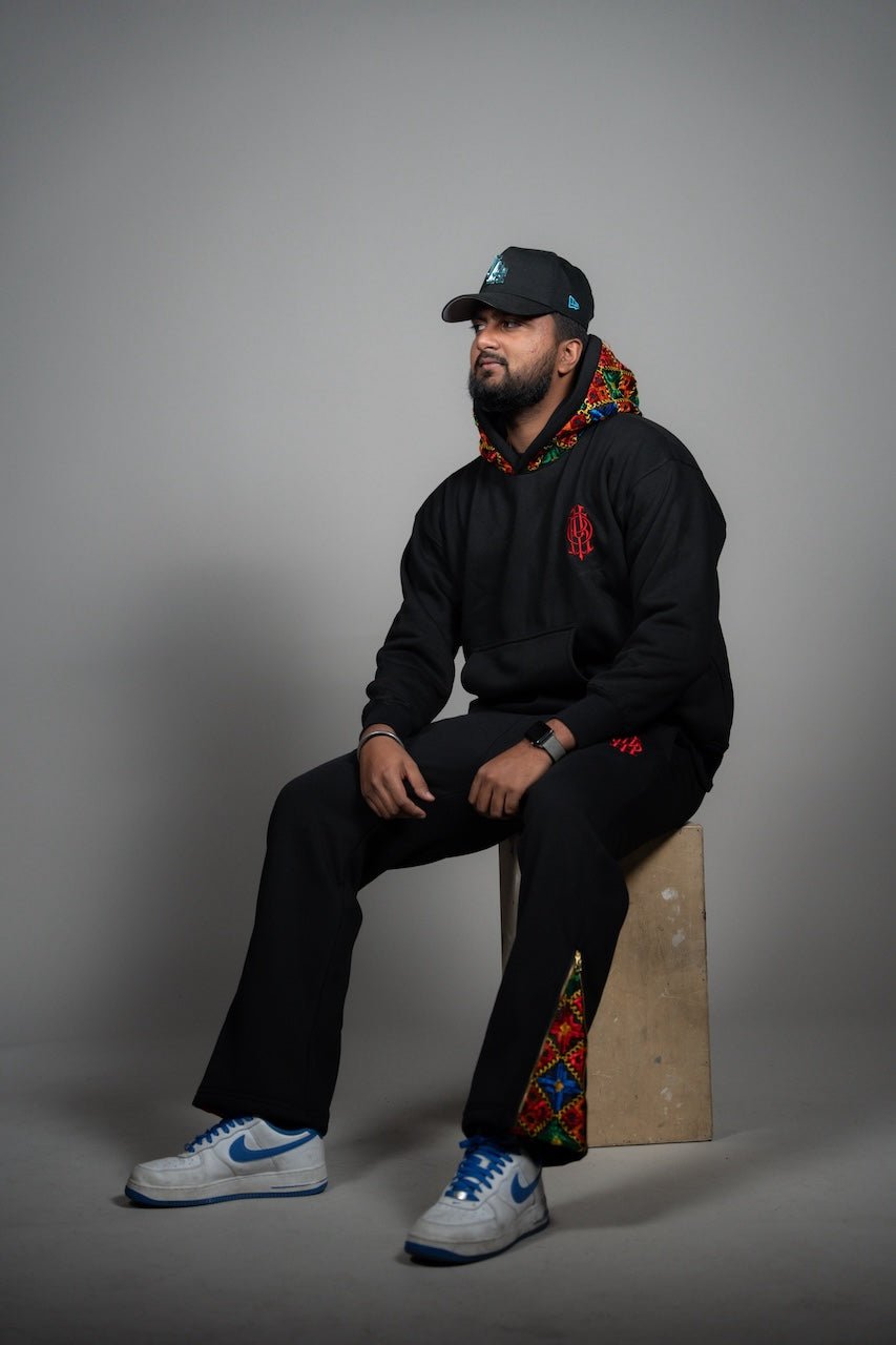 YOR® Black Phulkari Hoodie - Black - YourOwnRuler | Luxury Fashion Brand