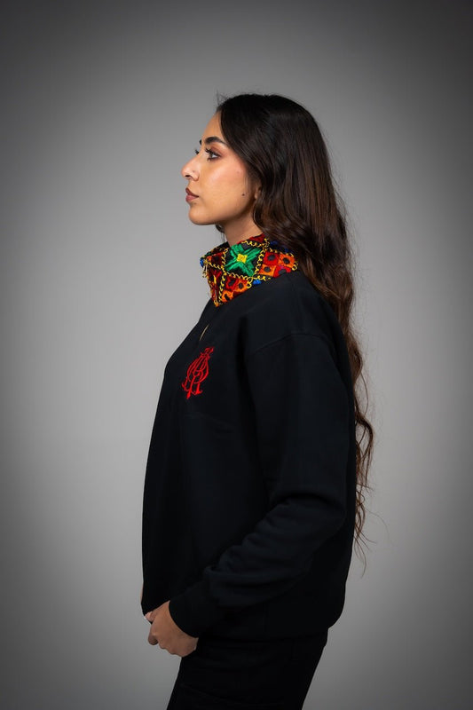 YOR® Black Phulkari Hoodie + Quarter Zip - Bundle - YourOwnRuler | Luxury Fashion Brand