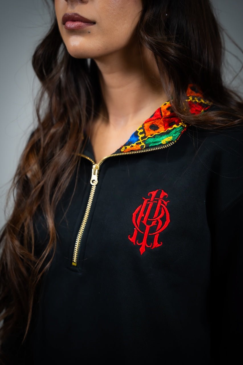 YOR® Black Phulkari Hoodie + Quarter Zip - Bundle - YourOwnRuler | Luxury Fashion Brand