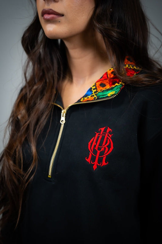 YOR® Black Phulkari Hoodie + Quarter Zip - Bundle - YourOwnRuler | Luxury Fashion Brand