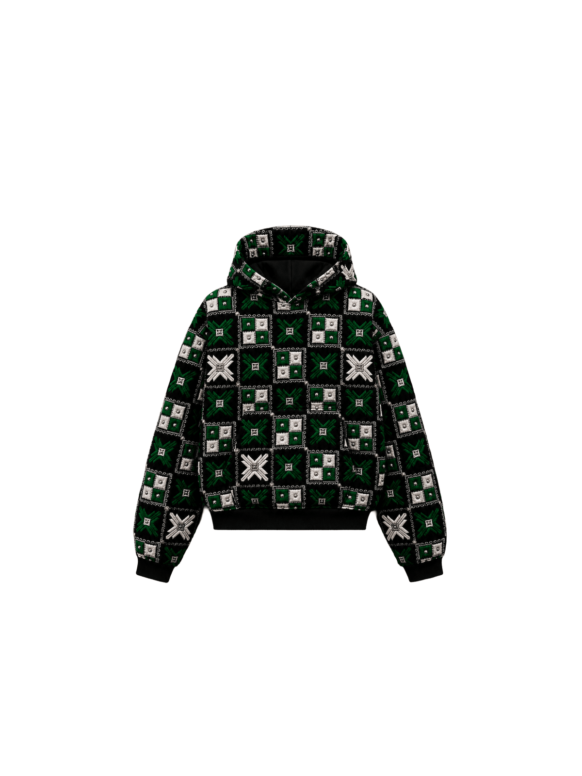 YOR® Boston Double Layer Phulkari Hoodie — Black - YourOwnRuler | Luxury Fashion Brand