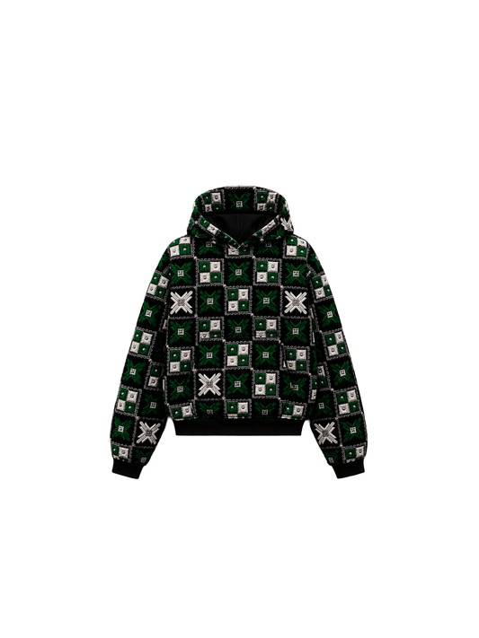 YOR® Boston Double Layer Phulkari Hoodie — Black - YourOwnRuler | Luxury Fashion Brand
