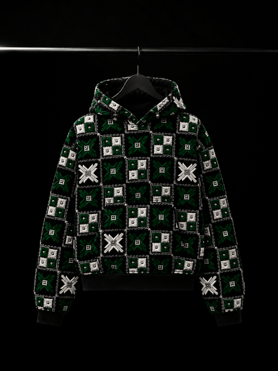YOR® Boston Double Layer Phulkari Hoodie — Black - YourOwnRuler | Luxury Fashion Brand