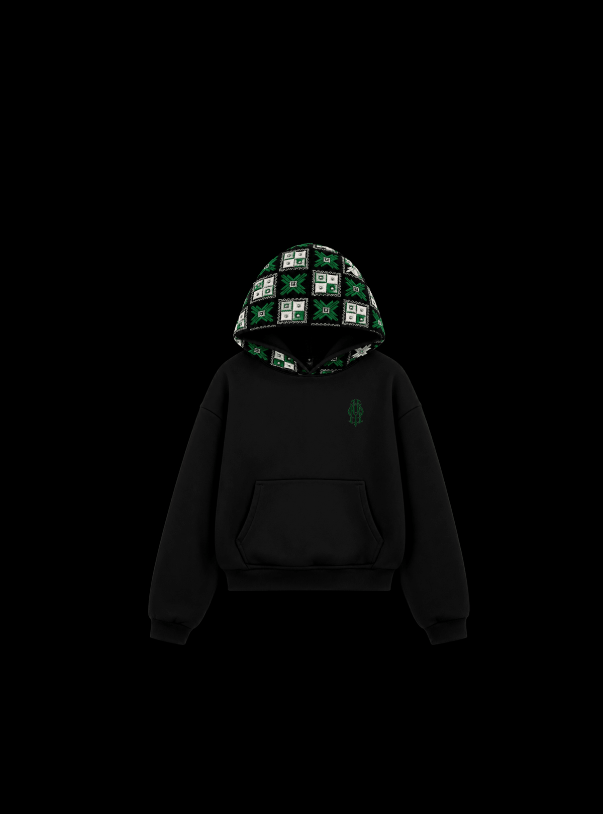 YOR® Boston Phulkari Hoodie — Black - YourOwnRuler | Luxury Fashion Brand