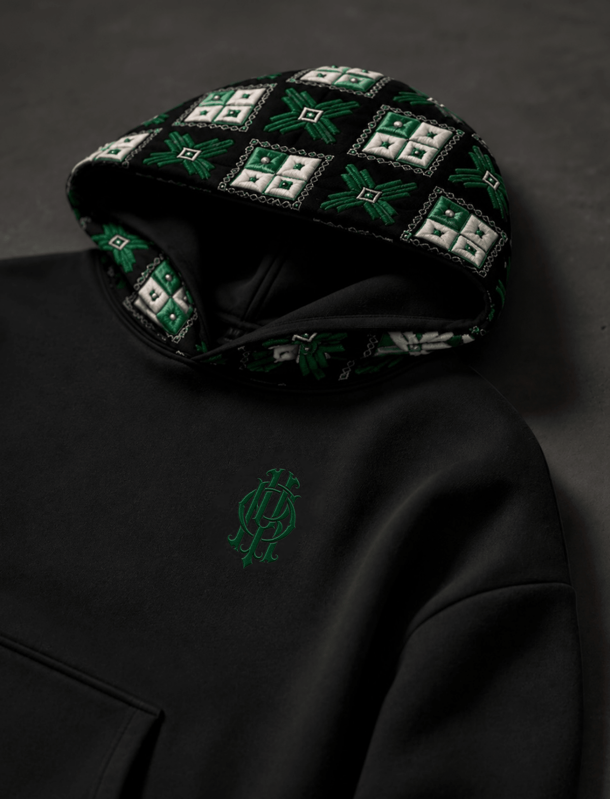 YOR® Boston Phulkari Hoodie — Black - YourOwnRuler | Luxury Fashion Brand