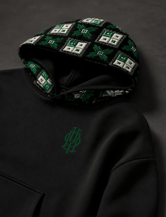 YOR® Boston Phulkari Hoodie — Black - YourOwnRuler | Luxury Fashion Brand