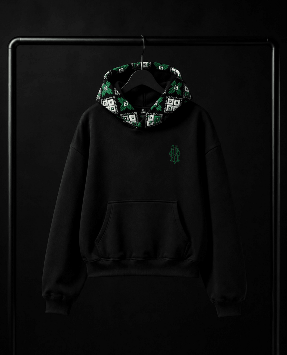 YOR® Boston Phulkari Hoodie — Black - YourOwnRuler | Luxury Fashion Brand