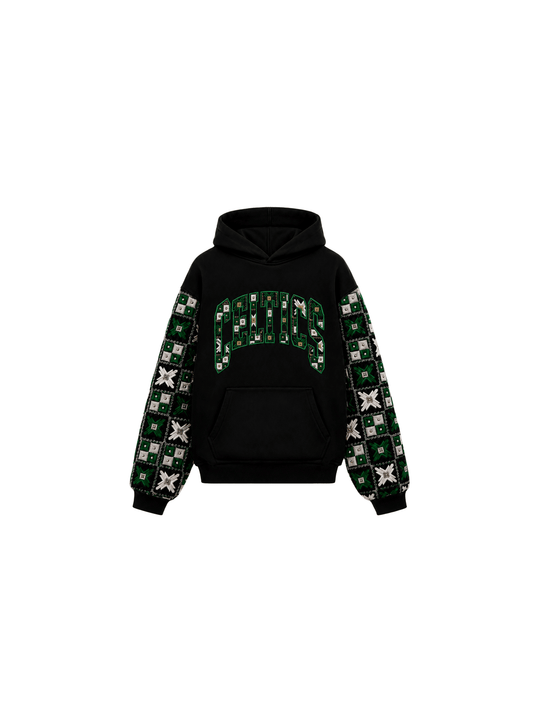 YOR® Boston Phulkari Sleeve Hoodie — Black - YourOwnRuler | Luxury Fashion Brand