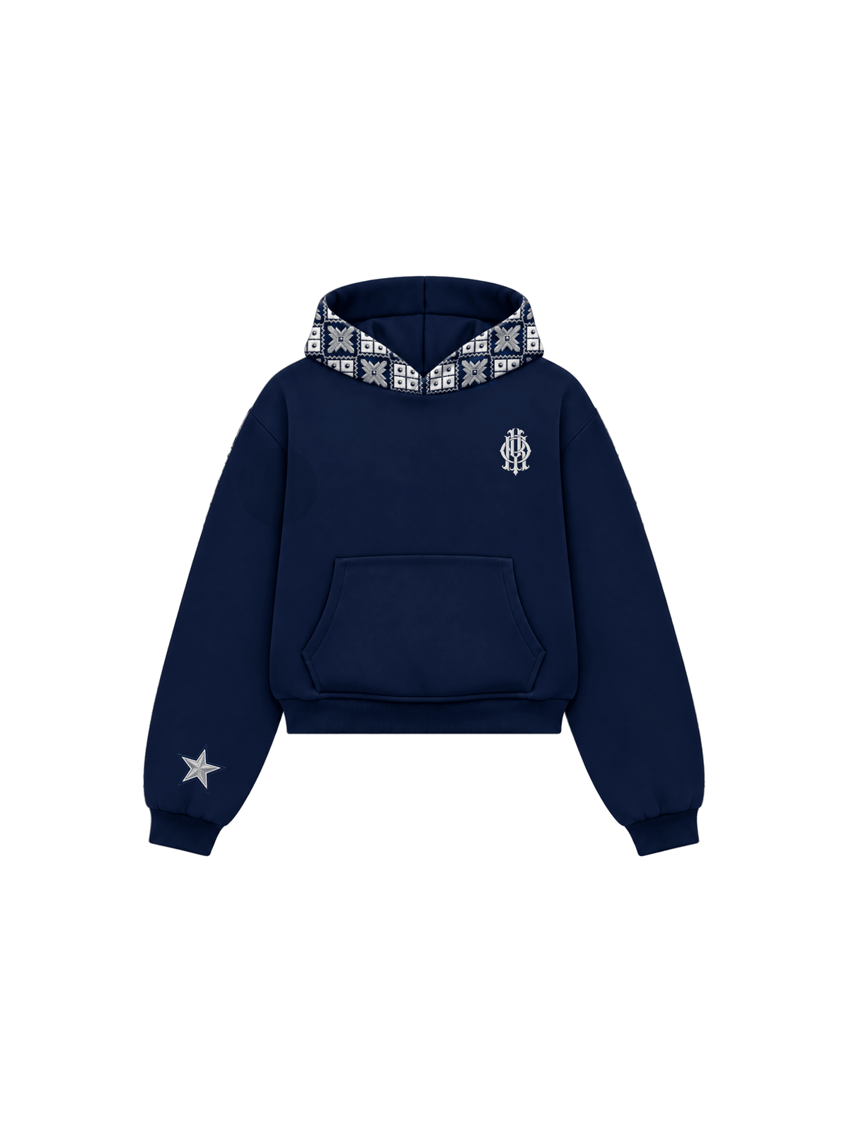 YOR® Cowboys Phulkari Hoodie — Navy Blue - YourOwnRuler | Luxury Fashion Brand