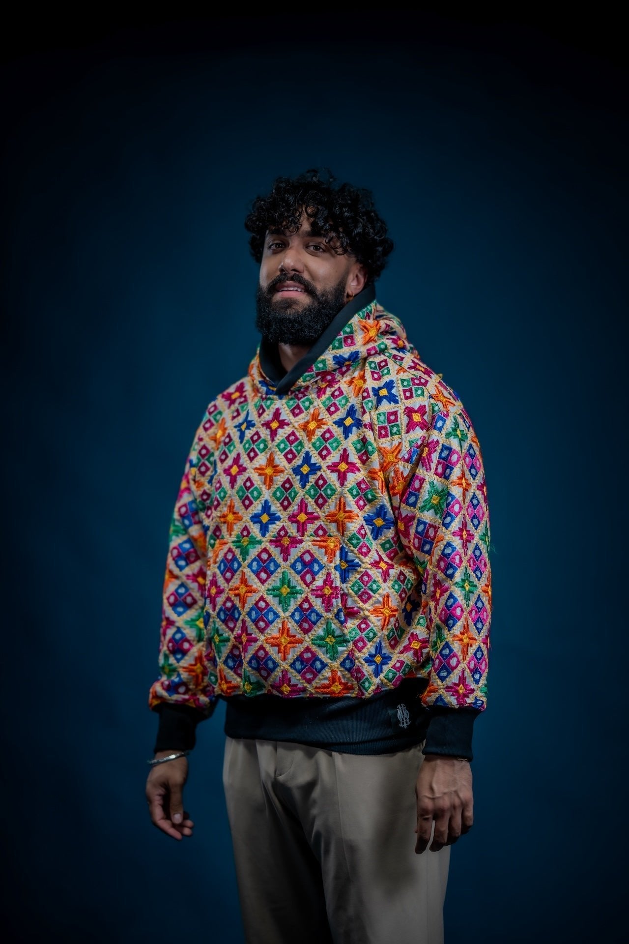 YOR® Double Layer Phulkari Hoodie - White - YourOwnRuler | Luxury Fashion Brand