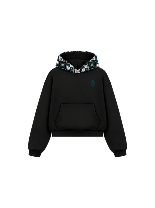 YOR® Eagles Phulkari Hoodie — Black - YourOwnRuler | Luxury Fashion Brand