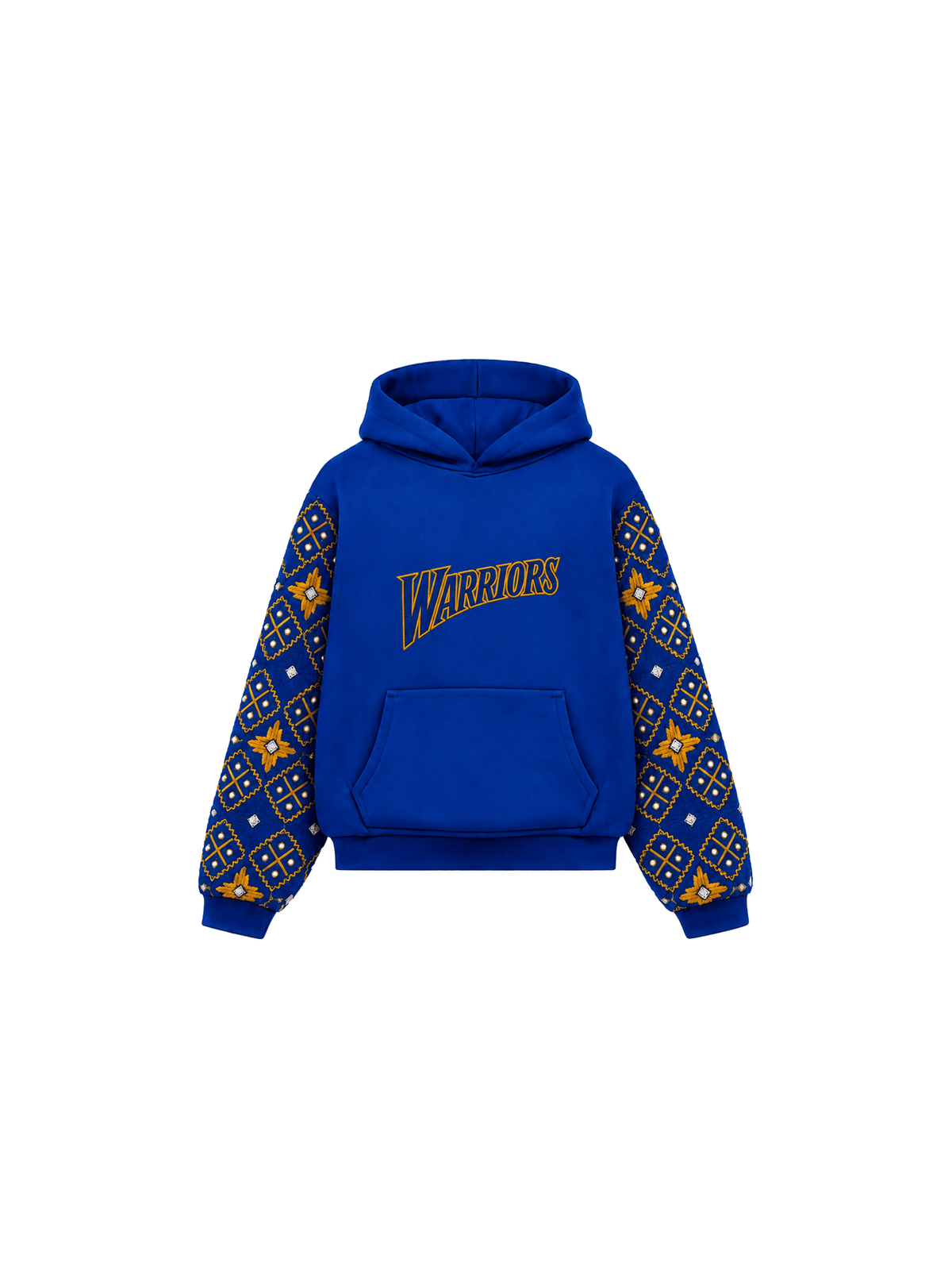 YOR® Golden State Phulkari Hoodie — Royal Blue - YourOwnRuler | Luxury Fashion Brand