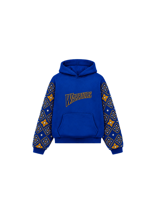 YOR® Golden State Phulkari Hoodie — Royal Blue - YourOwnRuler | Luxury Fashion Brand