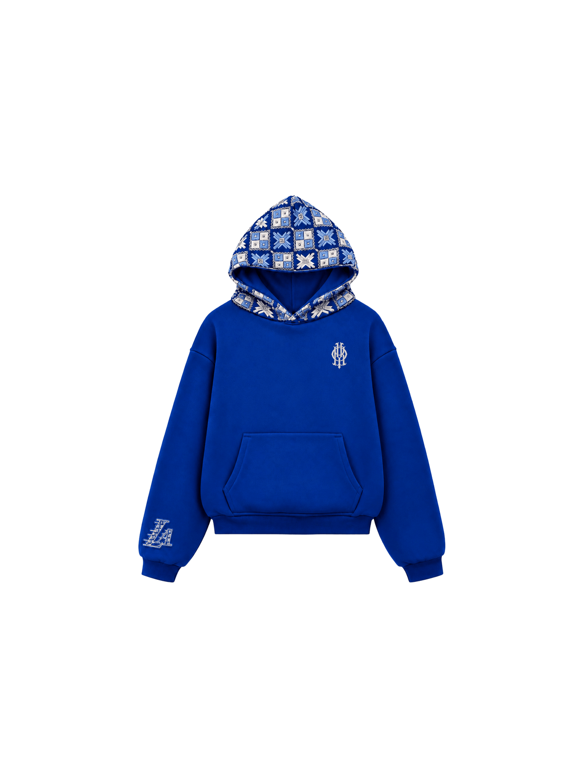 YOR® LA Phulkari Hoodie — Royal Blue - YourOwnRuler | Luxury Fashion Brand
