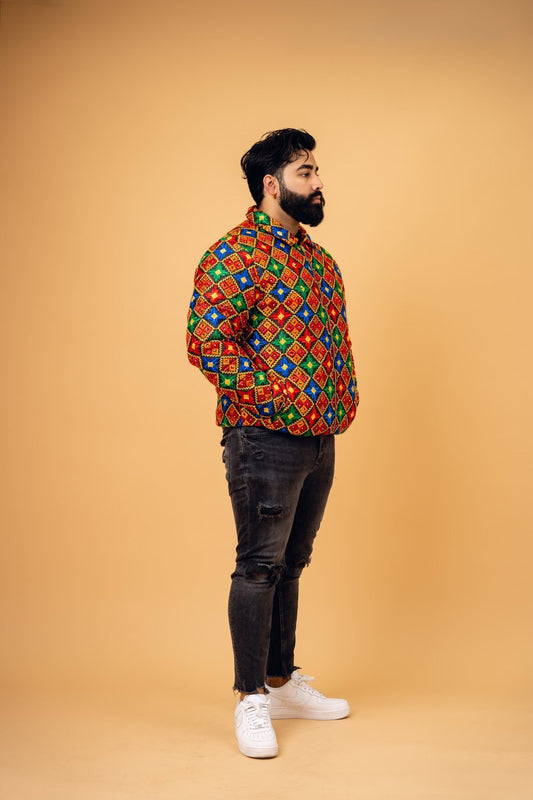 YOR® Men’s Black Phulkari Puffer Jacket + Hoodie - Bundle - YourOwnRuler | Luxury Fashion Brand