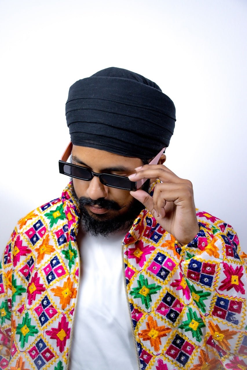 YOR® Men's Phulkari Puffer Jacket - White - YourOwnRuler | Luxury Fashion Brand