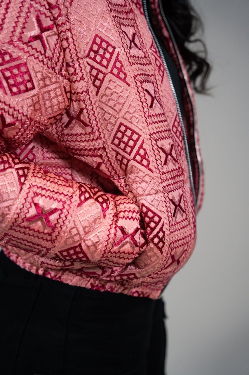 YOR® Men's Valentine Phulkari Puffer Jacket - Pink & Red - YourOwnRuler | Luxury Fashion Brand