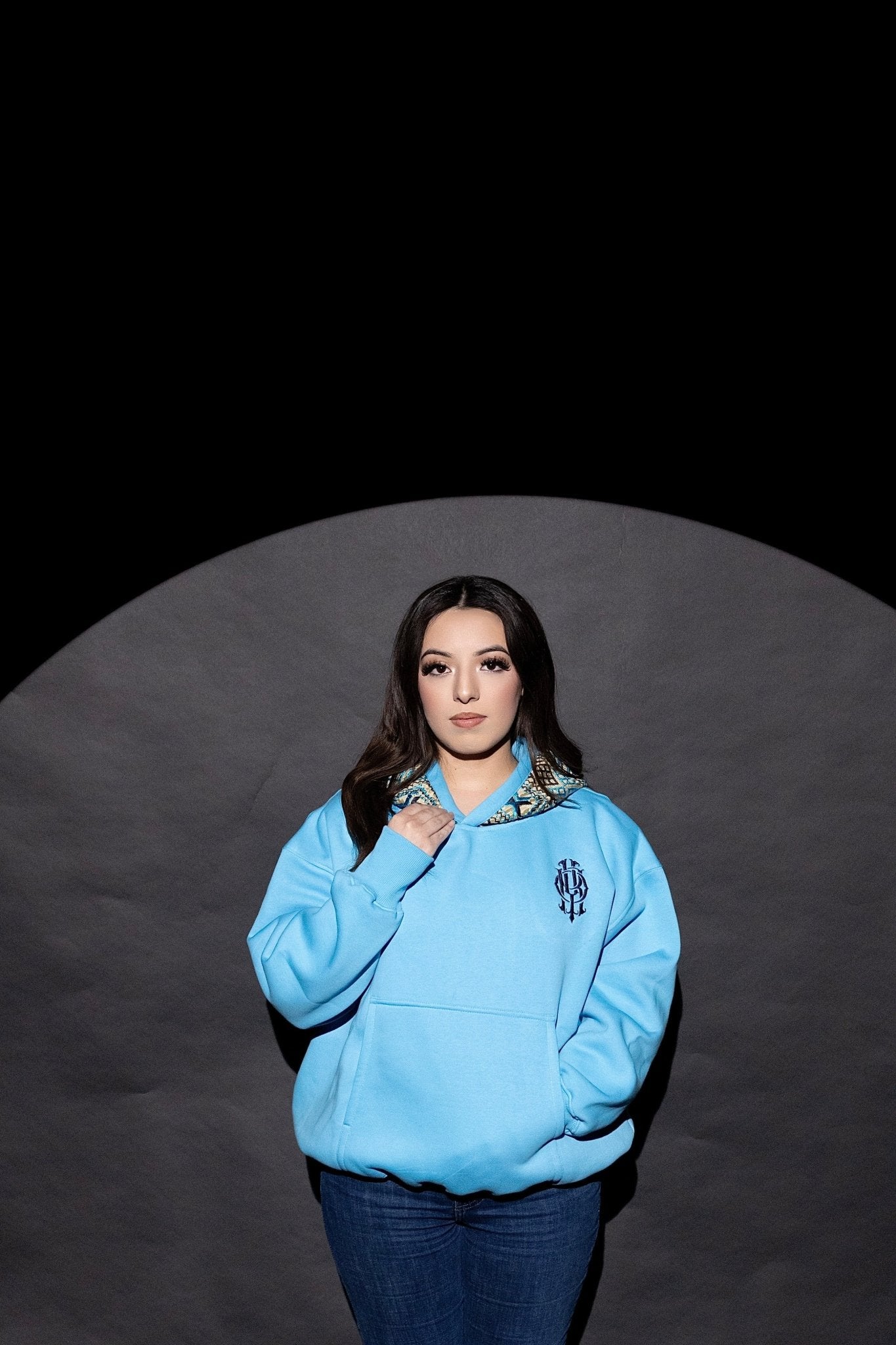 YOR® Multi Color Phulkari Hoodie - Sky Blue - YourOwnRuler | Luxury Fashion Brand