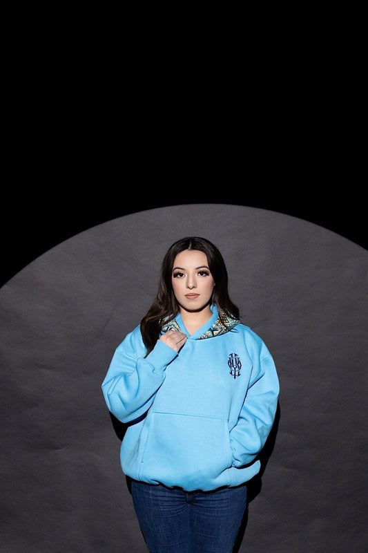 YOR® Multi Color Phulkari Hoodie - Sky Blue - YourOwnRuler | Luxury Fashion Brand