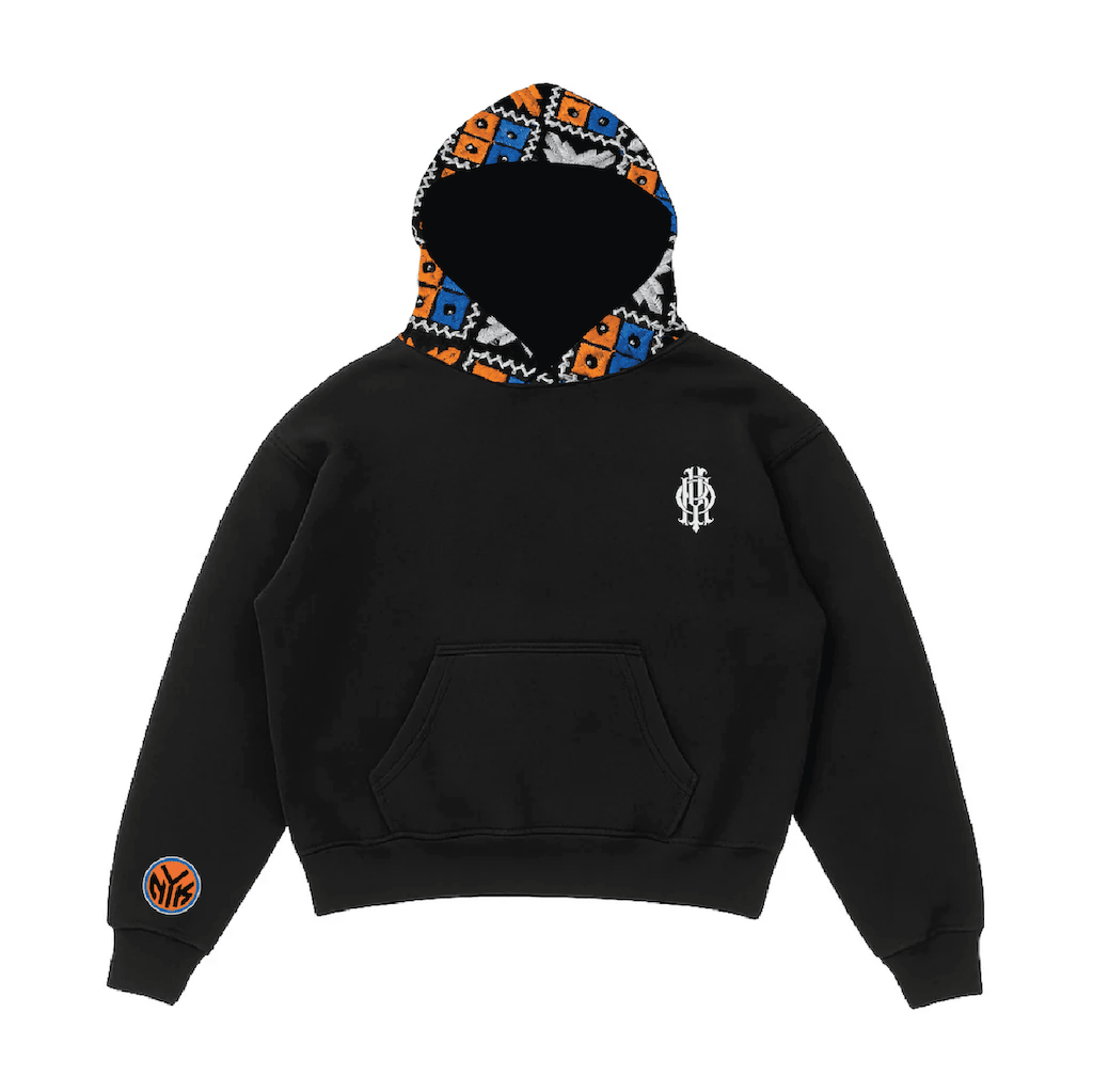 YOR® New York Knicks Phulkari Hoodie — Black - YourOwnRuler | Luxury Fashion Brand