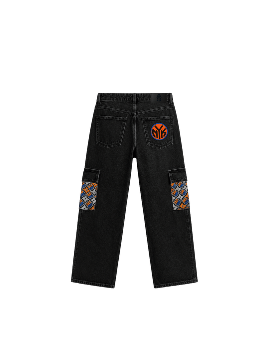 YOR® NYK Phulkari Cargo Denim — Black - YourOwnRuler | Luxury Fashion Brand