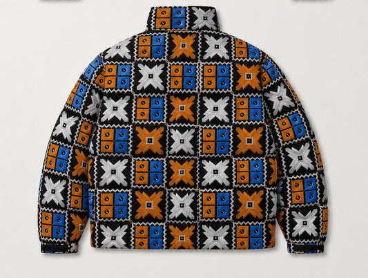 YOR® NYK Phulkari Puffer Jacket — Black - YourOwnRuler | Luxury Fashion Brand