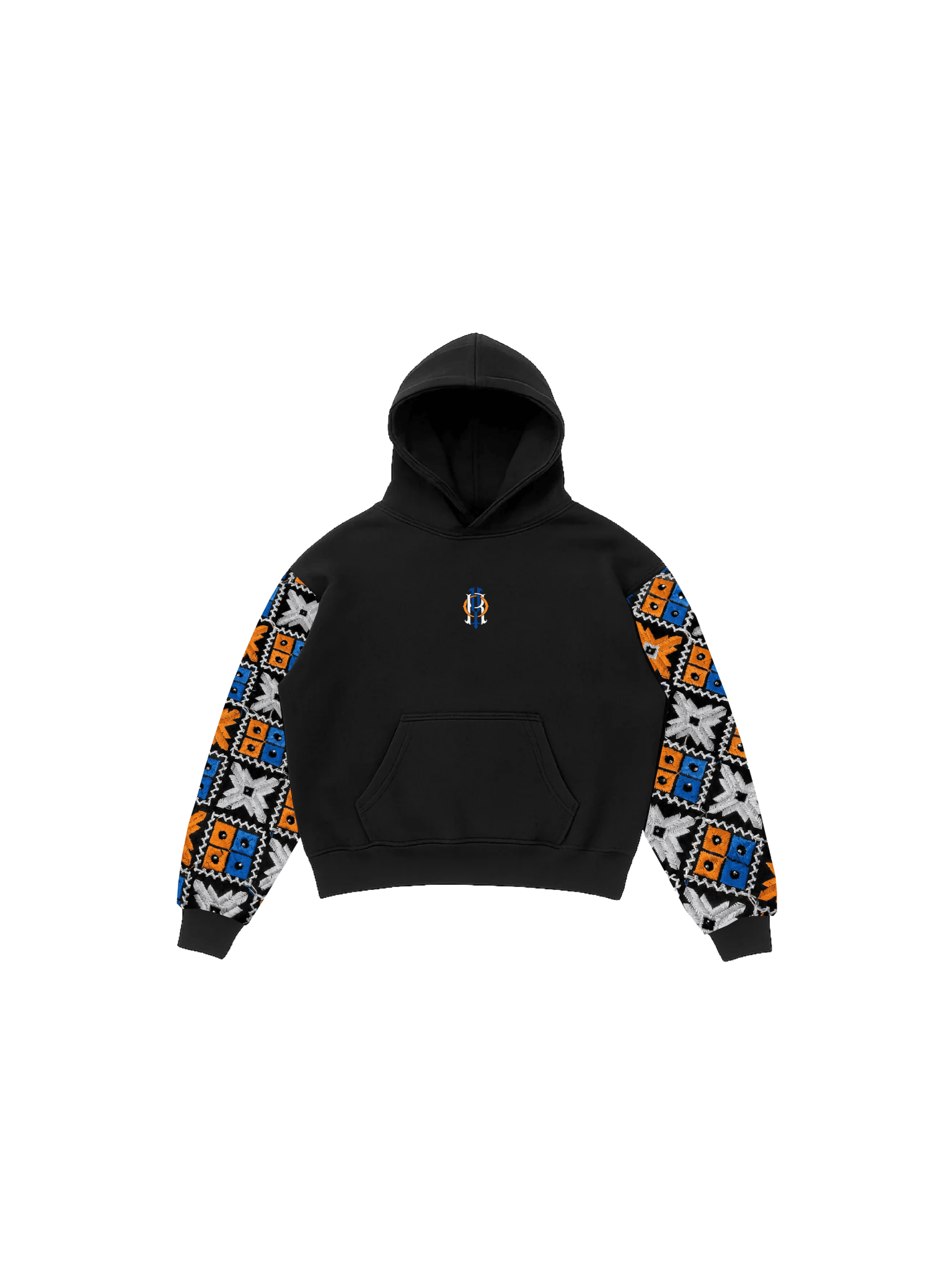 YOR® NYK Phulkari Sleeve Hoodie — Black - YourOwnRuler | Luxury Fashion Brand