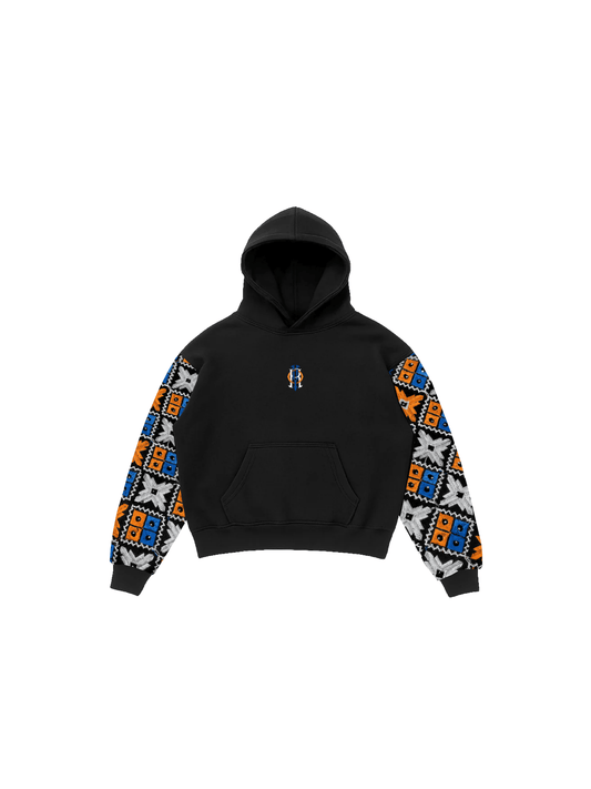 YOR® NYK Phulkari Sleeve Hoodie — Black - YourOwnRuler | Luxury Fashion Brand